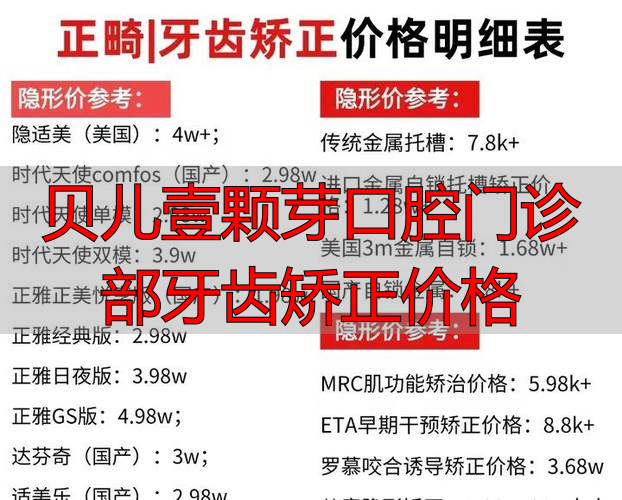 壹颗芽口腔医院是公立医院吗_牙壹家口腔_贝儿壹颗芽口腔门诊部牙齿矫正价格